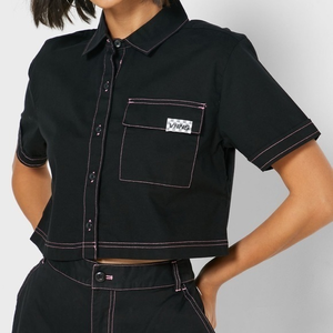 Vans Thread It Women’s‎ Shirt Black with Pink Stitching Size Large